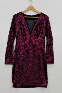 Neiman Marcus Tadashi Shoji Raisin Black Sequin Short Dress Sz 6 MSRP $390 - Picture 1 of 9