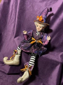 NUOVA BAMBOLA HALLOWEEN PIXIE ELFO 18" DECORATIVA WIREFRAME - PRINCIPESSA FATA VIOLA - Foto 1 di 5