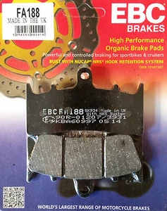 EBC/FA188 Brake Pads (Front) for Kawasaki ZX6R/7R; Suzuki GSXR750, GSF1200, etc. - Picture 1 of 2