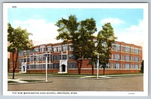 The New Washington High School, Brainerd, Minnesota, Vintage Pre Linen Postkarte - Bild 1 von 2