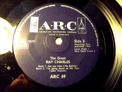 33RPM  Vinyl Record.....Ray Charles.....The Great Ray Charles.....EP....ARC 69.. - Image 1 of 2