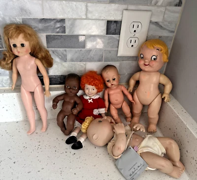 大量 批量 令人毛骨悚然的娃娃 椰菜 布贴 复古 Annie Campbell's Ginny 婴儿 黑色 哈 — 第 1/4 张图片