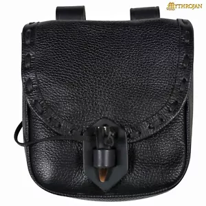 Bolsa de cinturón de cuero medieval bolsa de cintura renacentista accesorio de disfraz - negro - Imagen 1 de 13