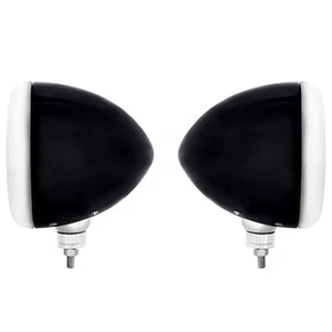 7" Black Guide Truck Headlight Lamp Bucket Housing w/ Chrome Rim & Wiring Pair - Bild 1 von 5