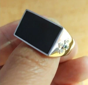 Certified Black Green 100% Natural A jadeite Jade 925 silver Ring size adjustabl - Picture 1 of 5