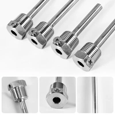 TAUCHHÜLSE Edelstahl 1/2 " 30 bis 300 mm Temperaturfühler Sensor schutzrohr 6mm - Bild 1 von 4