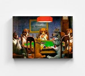 Hunde Poker Leinwandbilder Spielen Tiere Wandbild Art Leinwand Bild XXL Kunst - Bild 1 von 6