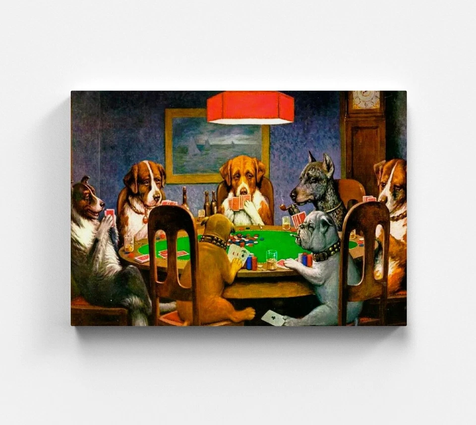 Hunde Poker Leinwandbilder Spielen Tiere Wandbild Art Leinwand Bild XXL Kunst - Bild 1 von 4