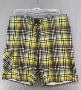 Quiksilver Boardshorts mens 36 Plaid Cargo pocket Swim Trunks - Picture 1 of 14