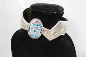 RMT Roderick Marilyn Tenorio Turquoise MOP Morning Star Inlay  Cuff Bracelet - Picture 1 of 12