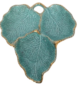 California Pottery Triple Leaf Tidbit Tray MCM Turquoise Home Decor Servierschale - Bild 1 von 6