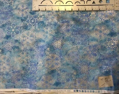 Robert Kaufman The Joy of Christmas Metallic Silver on Blue By the Yard - Image 1 of 2