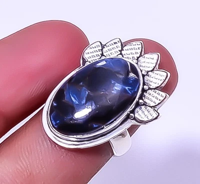 Anillo Pietersita 925 Plata de Ley Diseñador Artesanal Hecho a Mano Ajustable (R19) 2 Foto 1 de 4