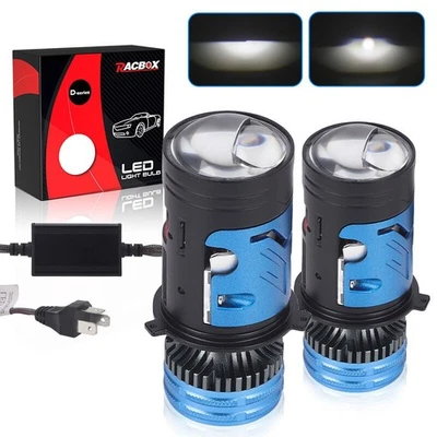 H4 9003 Mini Bi-LED Proyector Lente Bombillas Hi/Lo Faros Retrofit Kits 50000LM Foto 1 de 4
