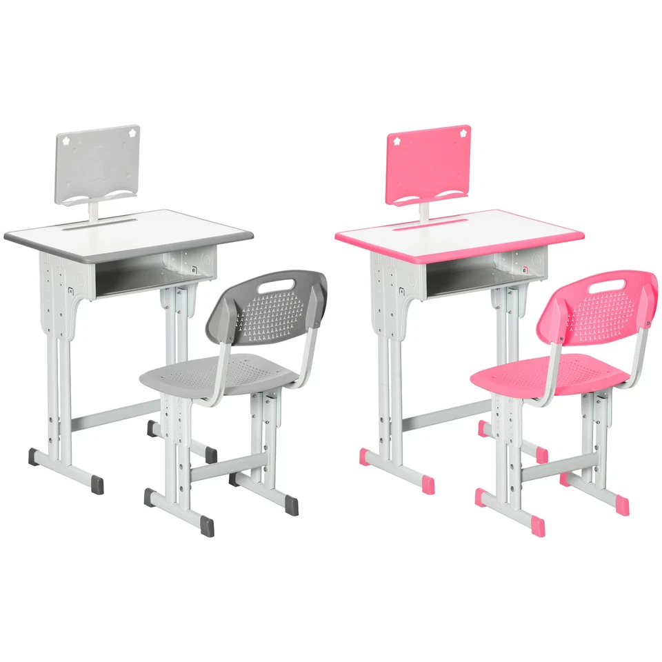 HOMCOM Banco Scuola con Sedia per Bambini 6-12 Anni Altezza Regolabile - Immagine 1 di 1