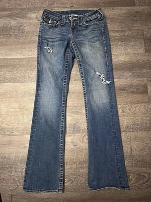 True Religion Jeans Women’s 27 Bootcut Distressed 27x33 Worlds Tour  - Image 1 of 4