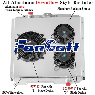 3Row Radiator Shroud Fan for 02 03 04 Hummer H1 /94-01 AM General Hummer 6.5L V8 Foto 1 de 4