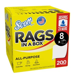 Scott® Rags In A Box™ 75260 White 200 Shop Towels Box 8 Boxes Case 1600 Towels C - Picture 1 of 5