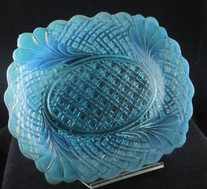 1880S GREENER SUNDERLAND ENGLISH BLUE PEARLINE OPALESCENT GLASS PLATTER RD138051 - Picture 1 of 4