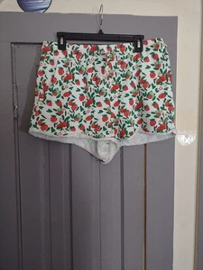 Weiße Shorts elfenbeinfarbene Ella Frösche & Erdbeeren Größe Large - Bild 1 von 8