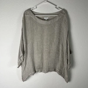 Top PURE JILL Gris 100% Lino Talla XL Gran Tamaño Cuadrado Lagenlook Manga Corta 209 - Imagen 1 de 7