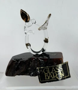 De Colección GLASS BARON Colibrí Soplado a Mano Estatuilla Base Madera Oro 22K Borde y Etiqueta - Imagen 1 de 6