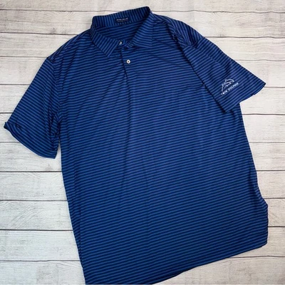 Peter Millar Men's Crown Crafted Empire Performance Polo Shirt Navy Stripe Sz XL - Image 1 of 4