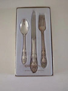 Juego de cuchillos tenedor cuchara vintage Oneida Community placa de plata para niños 3 piezas nuevo en caja - Imagen 1 de 8