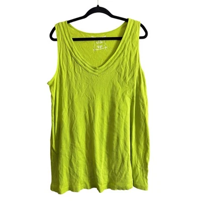 Camiseta sin mangas acanalada verde cuello en V talla grande Lane Bryant para mujer talla 22/24 3X Foto 1 de 4