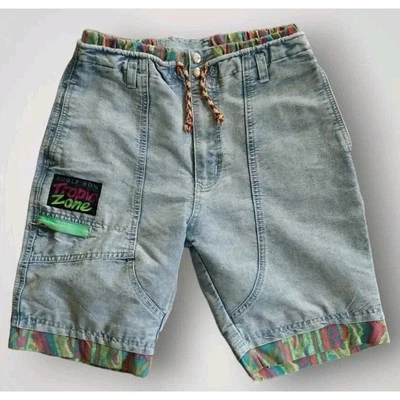 Vintage 90s Bugle Boy Tropic Zone Shorts Women's Size 12 RARE Neon Trim - Image 1 of 4