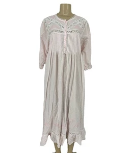 Camisón vintage Saybury grande para mujer 1980-90 rosa pintuck encaje bordado F93v - Imagen 1 de 11