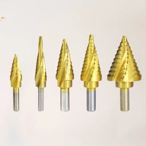 5Pcs Titanium Plating Triangular Pyramid Spiral Drill Bits High-speed Steel - Picture 1 of 12