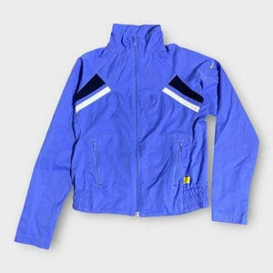 Vintage Nike Track Jacket Women Small Blue Full Zip Windbreaker Y2K 2000s Preppy - Picture 1 of 17