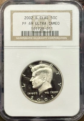 2002-S 50c CLAD NGC PF70UCAM KENNEDY HALF DOLLAR PROOF ULTRA CAMEO PR 69 - Image 1 of 4