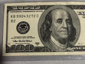 2006 A $100 Dollar Bill Note KB 99043272 C - Picture 1 of 3