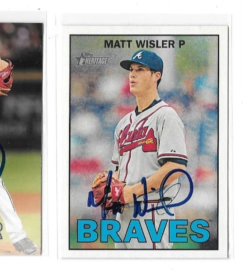 2016 Topps Heritage MATT WISLER AUTO Signed IP COA Braves - Image 1 of 1