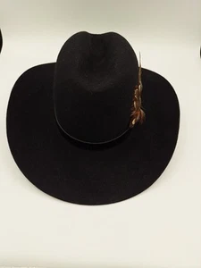 Vintage Bailey Western Custom Cowboy BLACK  Dura-felt  6 7/8 - Picture 1 of 12