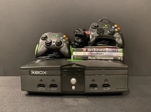 Original OG Xbox Console Black Bundle 7 Games 1 Controller Cables Tested Working - Picture 1 of 23