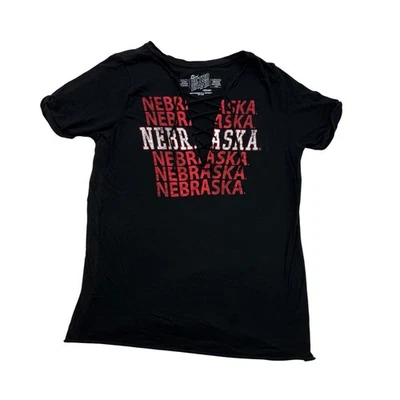 Camisa Nebraska Cornhuskers Mujer Mediana M Negra Retro Marca Cordones Huskers Foto 1 de 4
