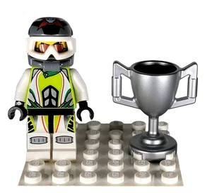 World Racers Original LEGO Minifigur 2010er Team Xtreme Daredevil mit Trophäe - Bild 1 von 7