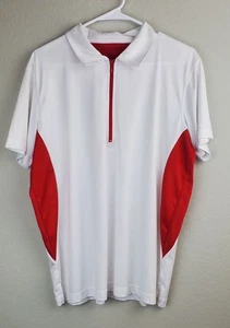 Hartwell Men's XL 1/2 Zip Up Red & White Polo Shirt Short Sleeved Golf Shirt - Picture 1 of 7