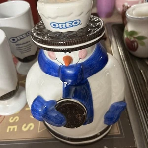 Nabisco Oreo Snowman Cookie Jar Hand Painted 2nd in Series Ceramic Vintage - Picture 1 of 5