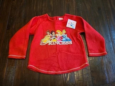 NEW Vintage Disney Princess Red Fleece Pullover Shirt Applique Girls Size 4T - Image 1 of 4