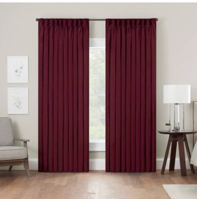 Par de paneles de bolsillo de varilla plisada Waverly Serendipity de 25 "x 84" cada uno, Cabernet Foto 1 de 4