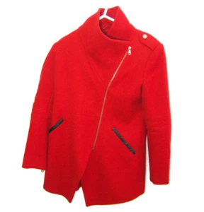 FRENCH CONNECTION Women's (Size 6) Red Wool Asymmetrical Peacoat Coat Jacket Top - Picture 1 of 5
