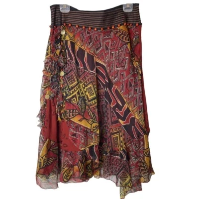 Falda envolvente gitana con cuentas fluidas suaves envolventes monedas mezcla medios boho mediana Foto 1 de 4