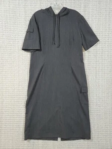 Vintage Gap Short Sleeve Hooded Midi Shirt Dress Size 14 Gray Rayon Blend - Picture 1 of 15
