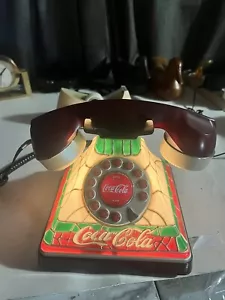 Vintage Coke Cola Tiffany Buntglas beleuchtetes Telefon 2001, wunderschön - Bild 1 von 9