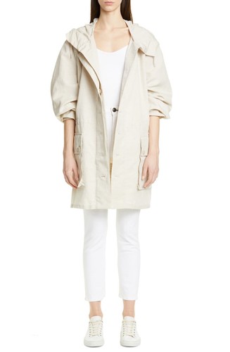 NUOVA giacca Jacquemus Poches misto lino con cappuccio beige taglia 4 6 US 48 FR