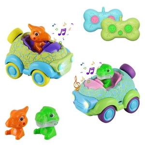 2Pcs Kids Car Toy Kid Dinosaur Toys RC Car w/Light Music Remote Birthday Child - Picture 1 of 10